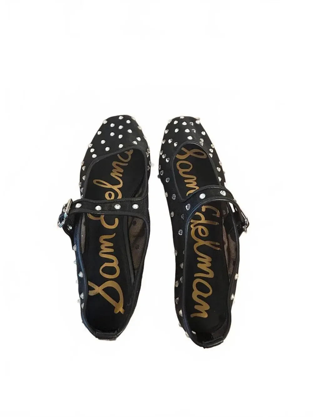 Sam Edelman Women's Black Mary Jane Flats with Rhinestone Accents NWT